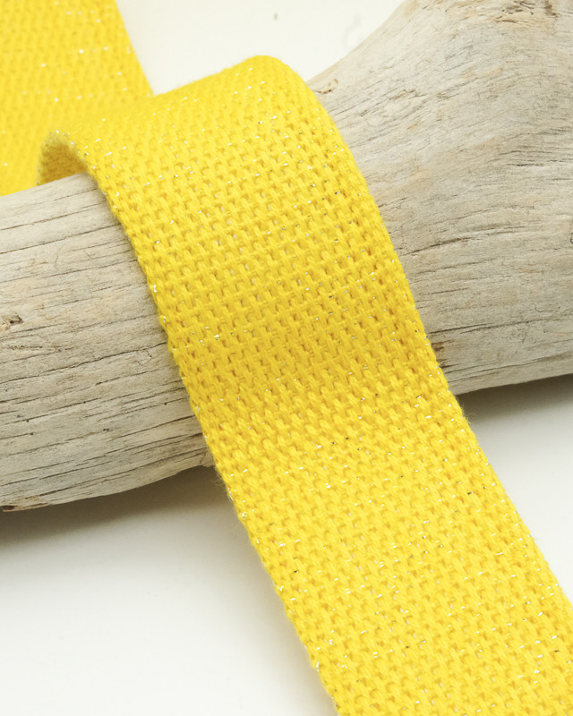 Sangle Coton Lurex Argent 30MM jaune